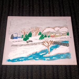 Winter Landscape Canvas Art Hand Painting by Rosemarie A. Smith